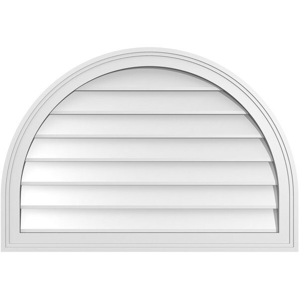 Ekena Millwork Round Top Surface Mount PVC Gable Vent w/ 2"W x 1-1/2"P Brickmould Frame, 32"W x 22"H GVPRT32X2202SN - main